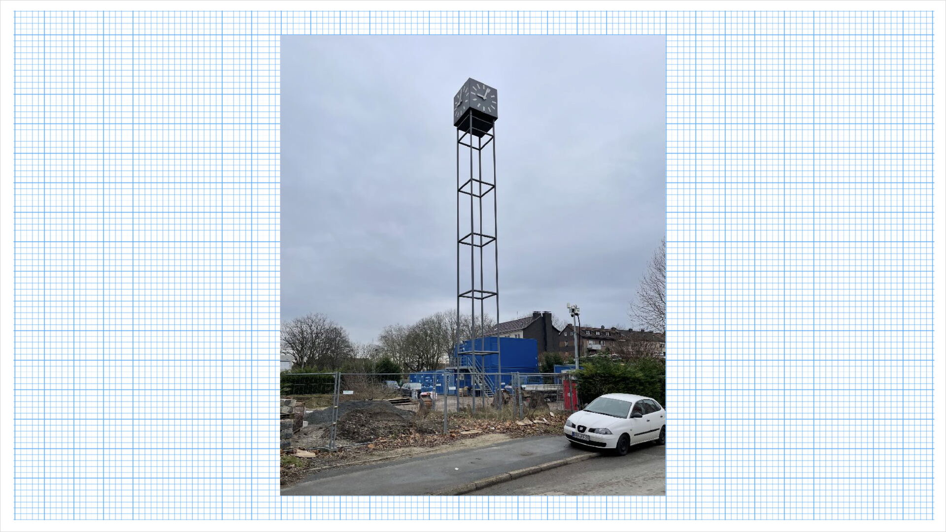 Foto der alten Hafenuhr in Dortmund